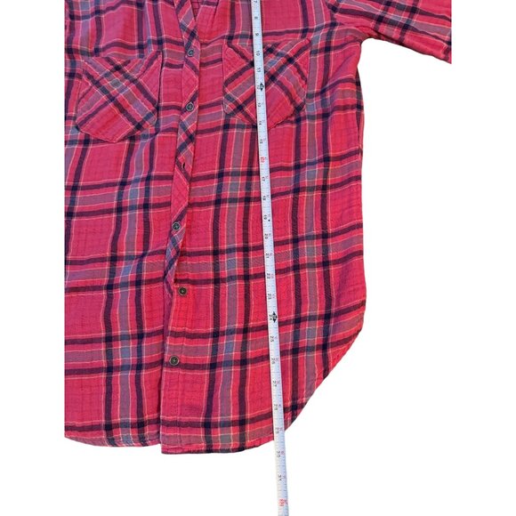 Cloth & Stone Anthropologie Pink Brecken Plaid Button Down Shirt Woman's Medium - Picture 9 of 9